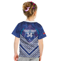 Toa Samoa Rugby Custom Kid T Shirt 40th Anniversary Samoan Siapo Pattern LT14 - Polynesian Pride
