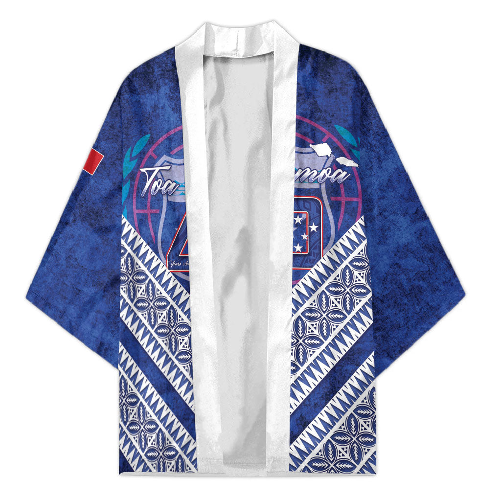 Toa Samoa Rugby Custom Kimono 40th Anniversary Samoan Siapo Pattern LT14 Unisex Blue - Polynesian Pride