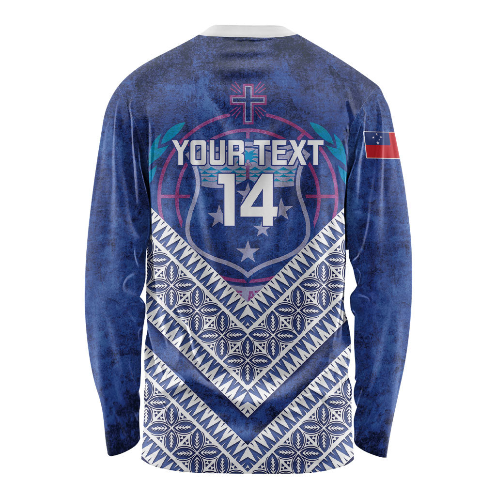 Toa Samoa Rugby Custom Long Sleeve Shirt 40th Anniversary Samoan Siapo Pattern LT14 - Polynesian Pride