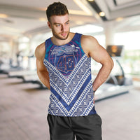 Toa Samoa Rugby Custom Men Tank Top 40th Anniversary Samoan Siapo Pattern LT14 Blue - Polynesian Pride
