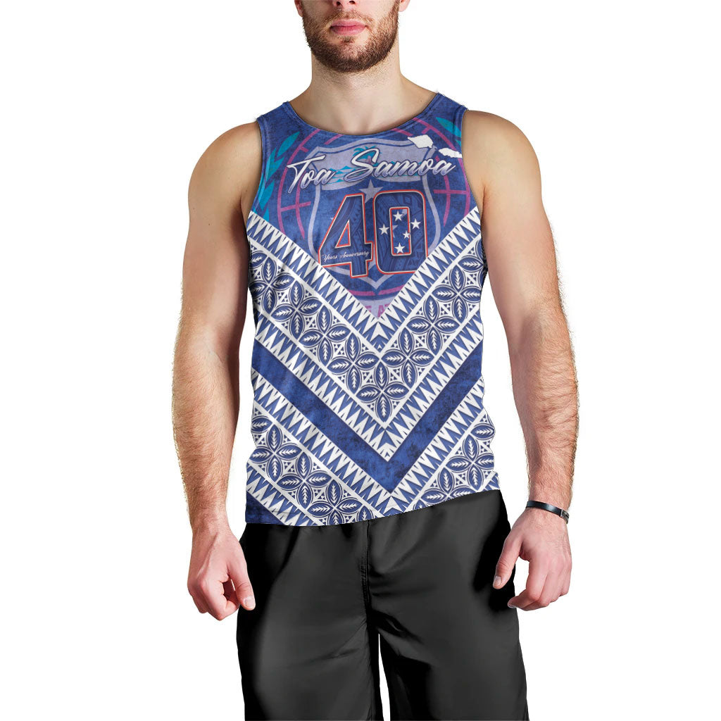 Toa Samoa Rugby Custom Men Tank Top 40th Anniversary Samoan Siapo Pattern LT14 - Polynesian Pride