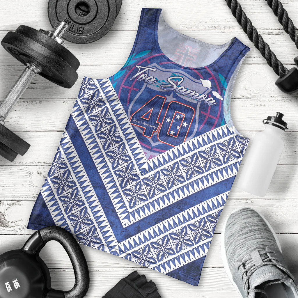 Toa Samoa Rugby Custom Men Tank Top 40th Anniversary Samoan Siapo Pattern LT14 - Polynesian Pride