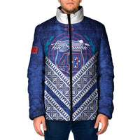 Toa Samoa Rugby Custom Padded Jacket 40th Anniversary Samoan Siapo Pattern LT14 Men Blue - Polynesian Pride