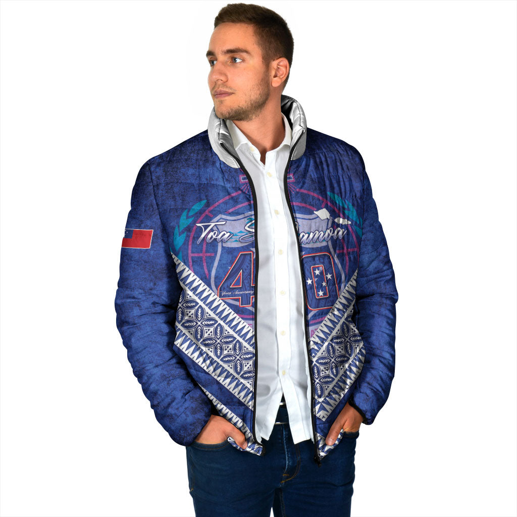 Toa Samoa Rugby Custom Padded Jacket 40th Anniversary Samoan Siapo Pattern LT14 - Polynesian Pride