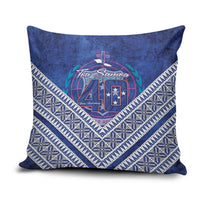 Toa Samoa Rugby Pillow Cover 40th Anniversary Samoan Siapo Pattern LT14 Blue - Polynesian Pride