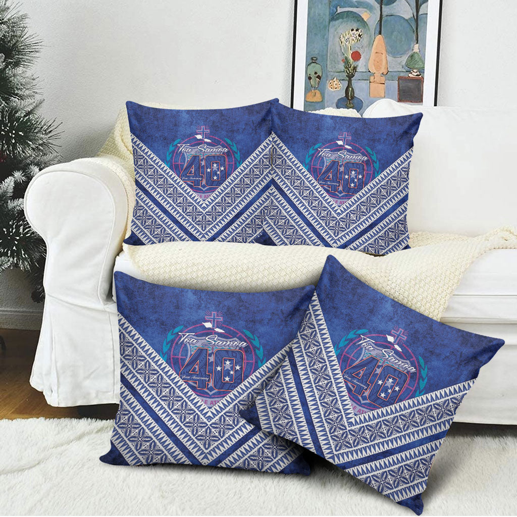 Toa Samoa Rugby Pillow Cover 40th Anniversary Samoan Siapo Pattern LT14 - Polynesian Pride