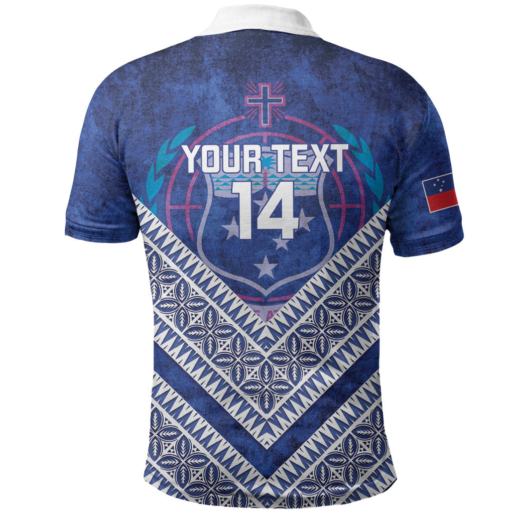 Toa Samoa Rugby Custom Polo Shirt 40th Anniversary Samoan Siapo Pattern LT14 - Polynesian Pride