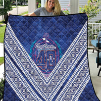 Toa Samoa Rugby Quilt 40th Anniversary Samoan Siapo Pattern LT14 Blue - Polynesian Pride