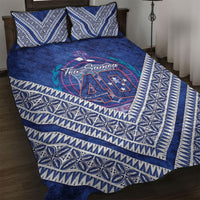 Toa Samoa Rugby Quilt Bed Set 40th Anniversary Samoan Siapo Pattern LT14 Blue - Polynesian Pride