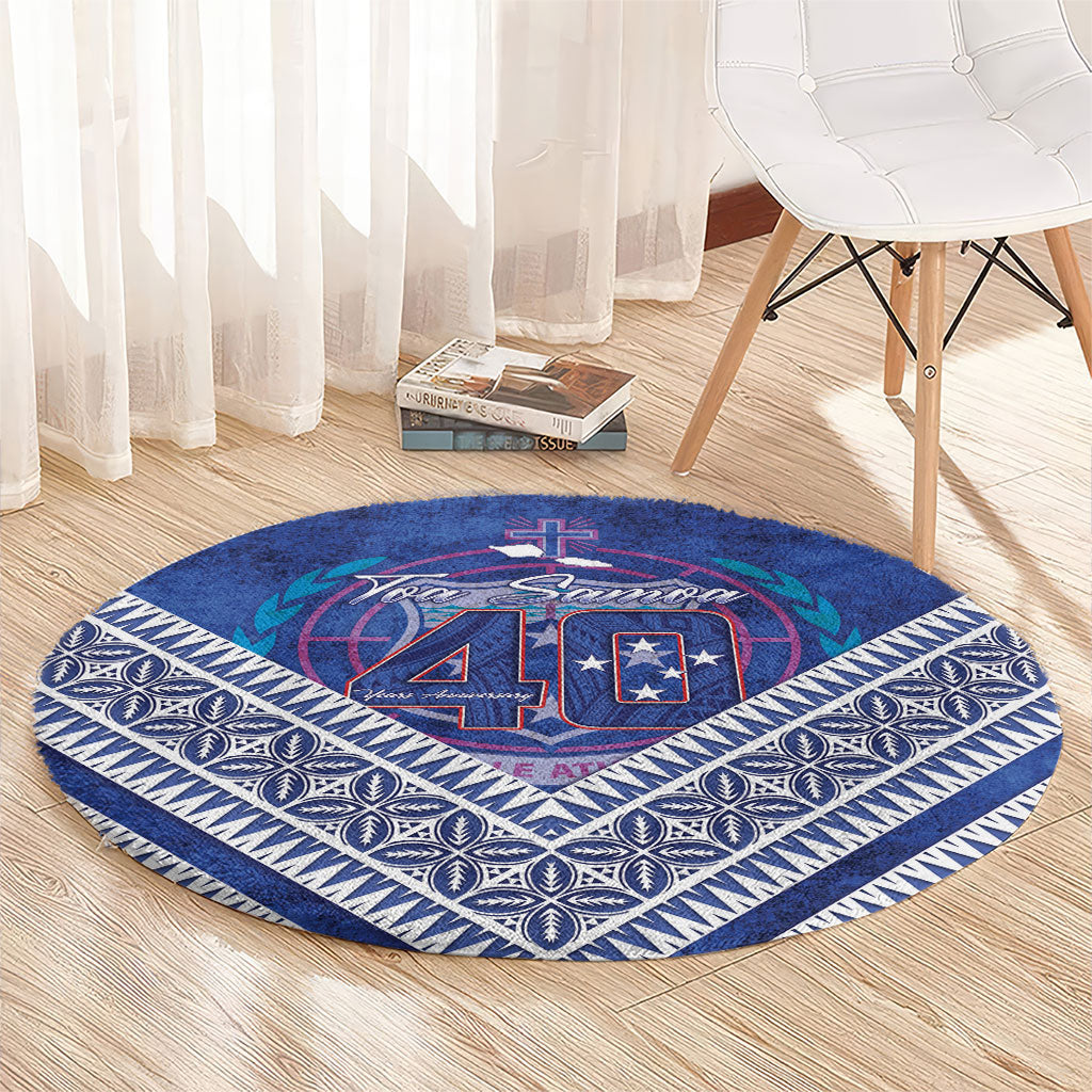 Toa Samoa Rugby Round Carpet 40th Anniversary Samoan Siapo Pattern LT14 - Polynesian Pride