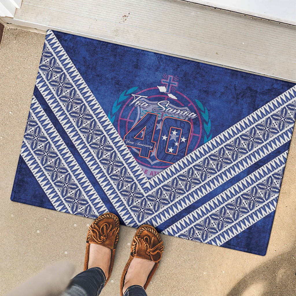 Toa Samoa Rugby Rubber Doormat 40th Anniversary Samoan Siapo Pattern LT14 - Polynesian Pride