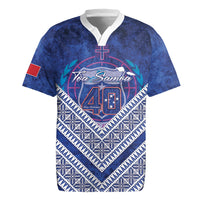 Toa Samoa Rugby Custom Rugby Jersey 40th Anniversary Samoan Siapo Pattern LT14 Blue - Polynesian Pride