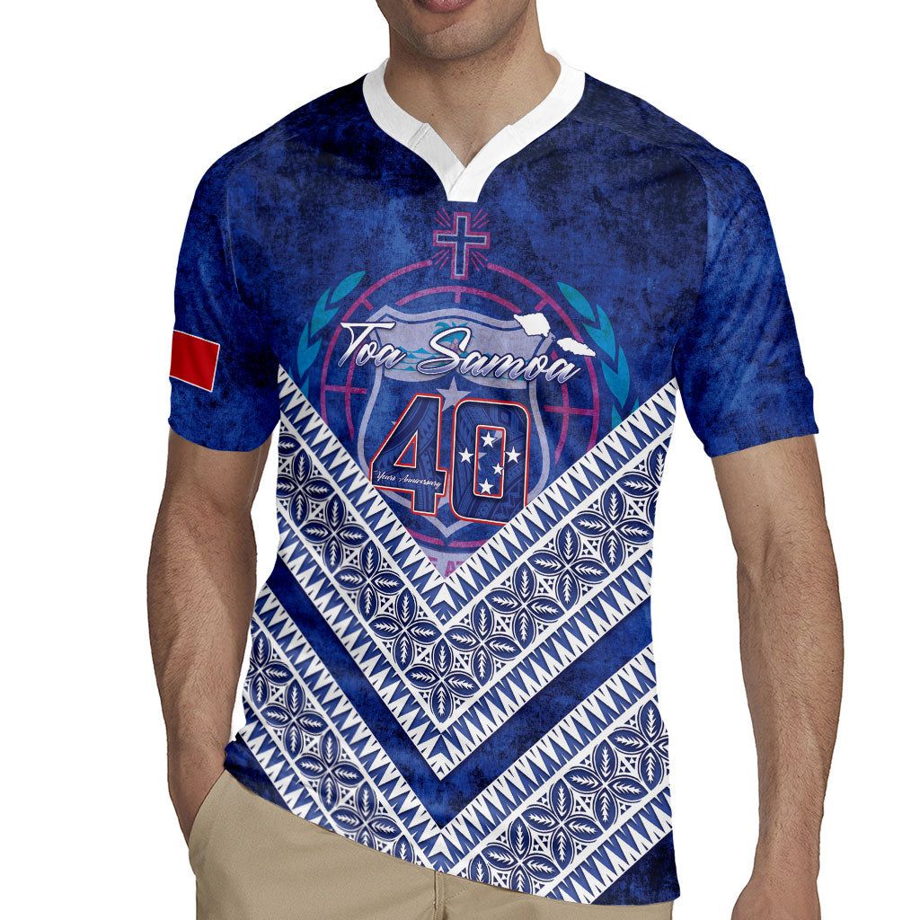 Toa Samoa Rugby Custom Rugby Jersey 40th Anniversary Samoan Siapo Pattern LT14 - Polynesian Pride