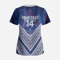 Toa Samoa Rugby Custom Scrub Top 40th Anniversary Samoan Siapo Pattern LT14 - Polynesian Pride