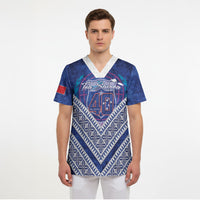 Toa Samoa Rugby Custom Scrub Top 40th Anniversary Samoan Siapo Pattern LT14 - Polynesian Pride