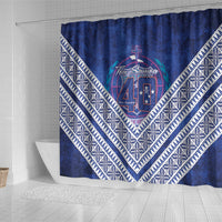 Toa Samoa Rugby Shower Curtain 40th Anniversary Samoan Siapo Pattern LT14 - Polynesian Pride