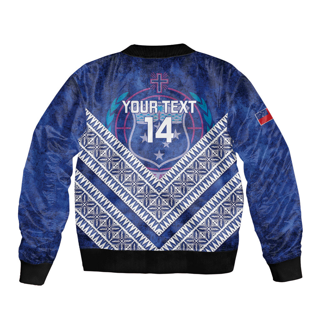 Toa Samoa Rugby Custom Sleeve Zip Bomber Jacket 40th Anniversary Samoan Siapo Pattern LT14 - Polynesian Pride
