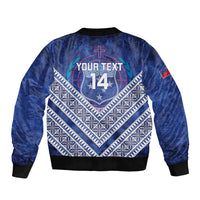Toa Samoa Rugby Custom Sleeve Zip Bomber Jacket 40th Anniversary Samoan Siapo Pattern LT14 - Polynesian Pride