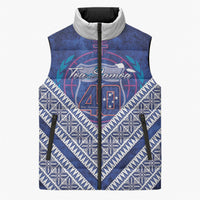 Toa Samoa Rugby Custom Sleeveless Puffer Jacket 40th Anniversary Samoan Siapo Pattern LT14 Unisex Blue - Polynesian Pride