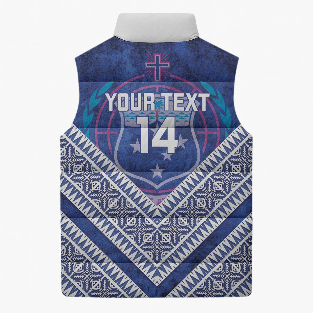 Toa Samoa Rugby Custom Sleeveless Puffer Jacket 40th Anniversary Samoan Siapo Pattern LT14 - Polynesian Pride