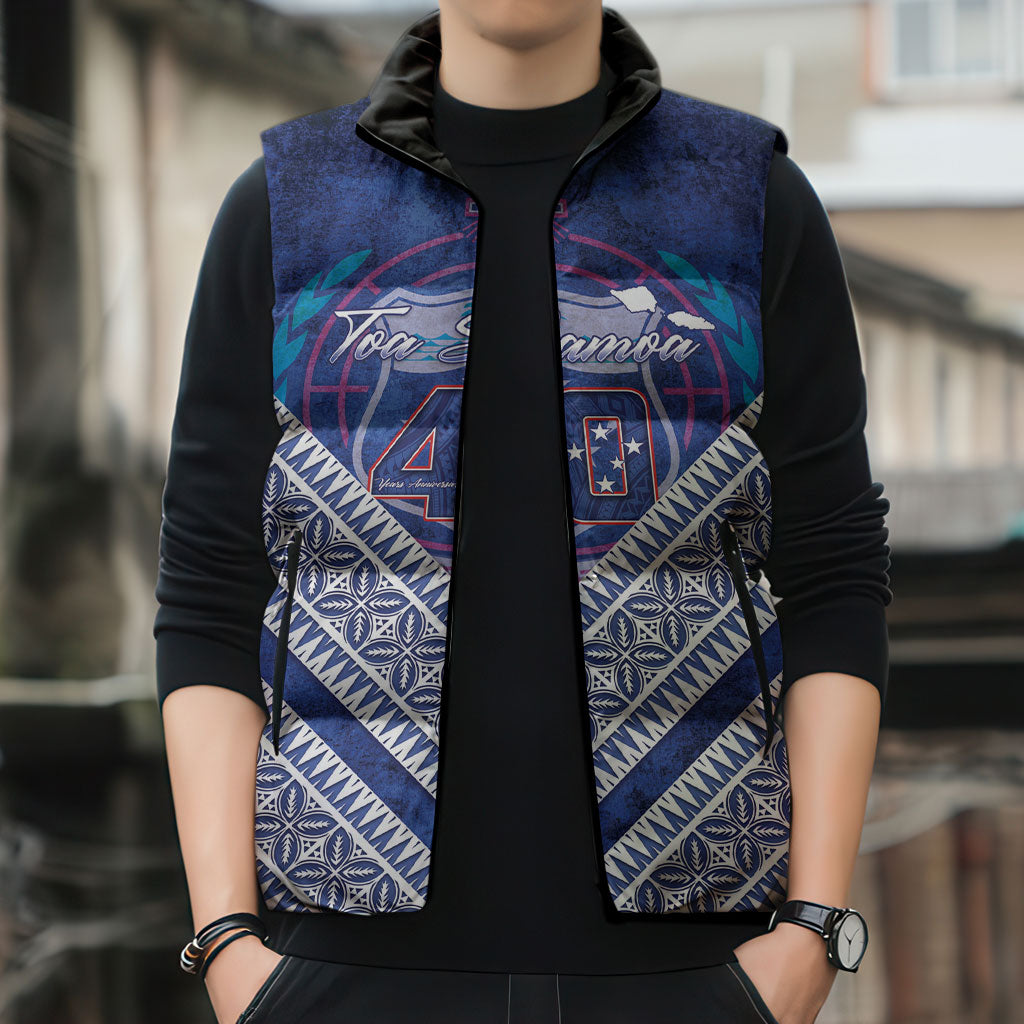 Toa Samoa Rugby Custom Sleeveless Puffer Jacket 40th Anniversary Samoan Siapo Pattern LT14 - Polynesian Pride