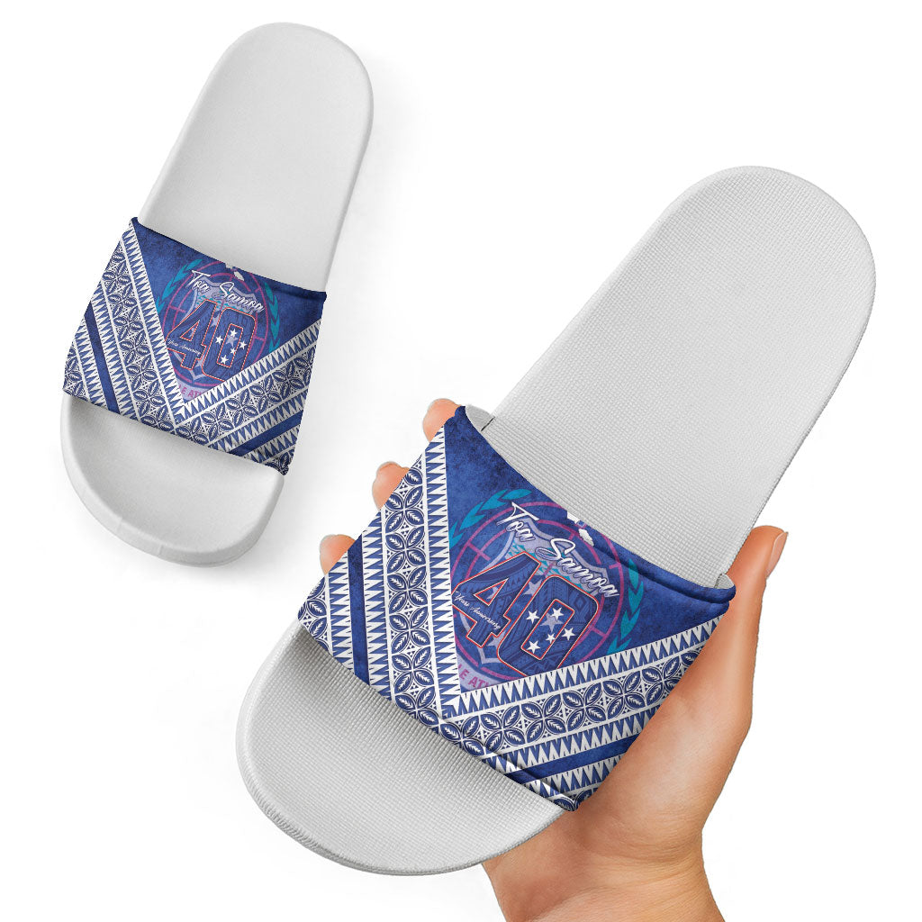 Toa Samoa Rugby Slide Sandals 40th Anniversary Samoan Siapo Pattern LT14 - Polynesian Pride