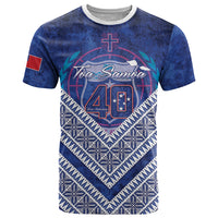 Toa Samoa Rugby Custom T Shirt 40th Anniversary Samoan Siapo Pattern LT14 Blue - Polynesian Pride
