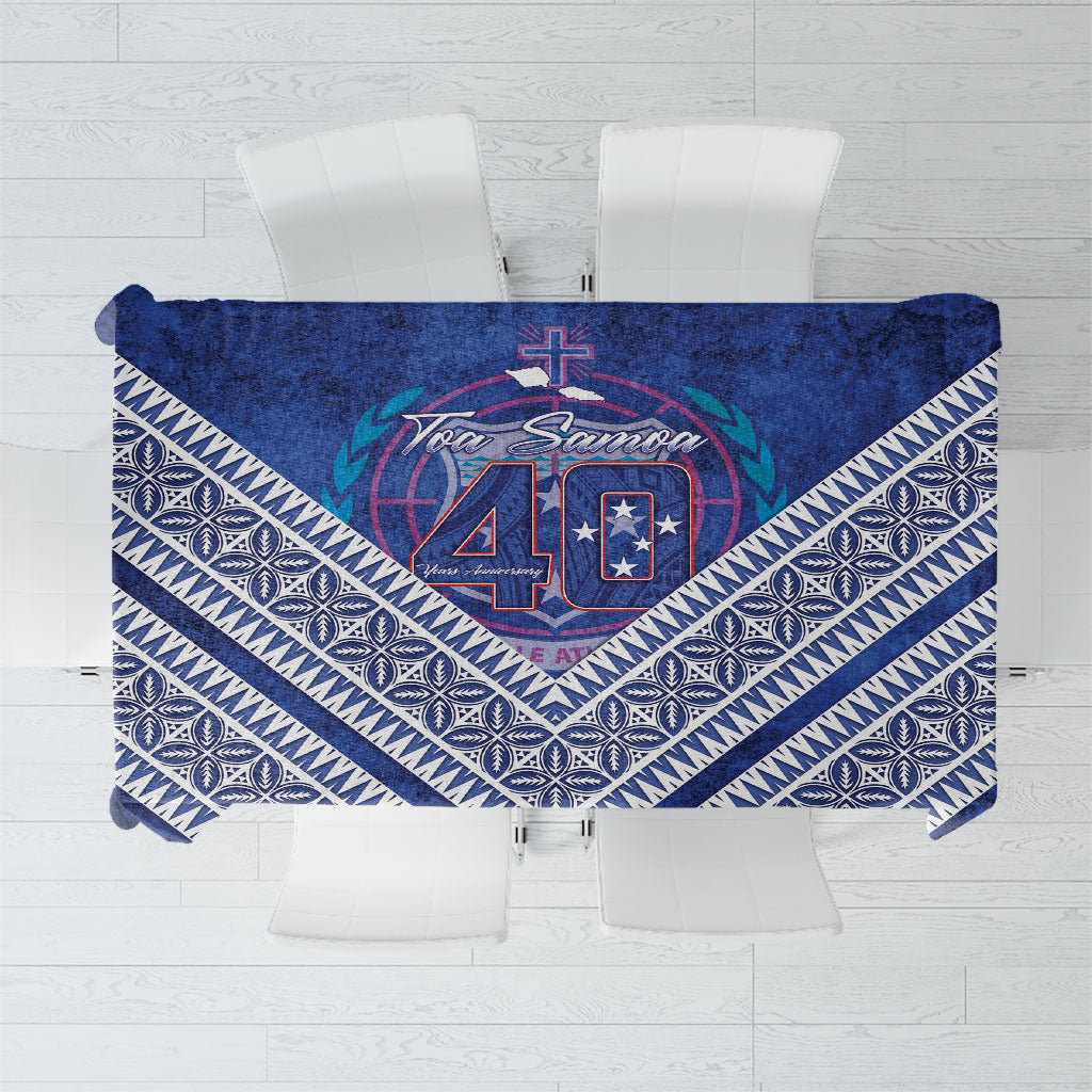 Toa Samoa Rugby Tablecloth 40th Anniversary Samoan Siapo Pattern LT14 Blue - Polynesian Pride