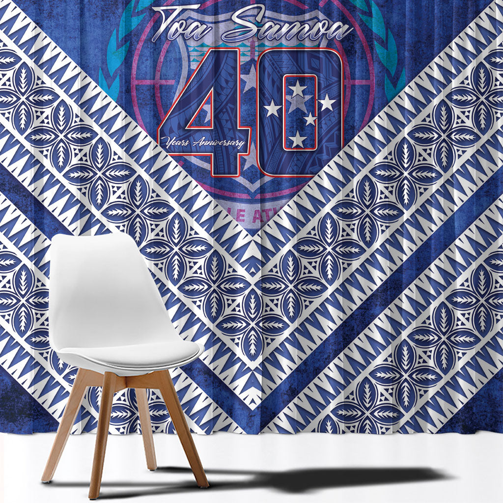 Toa Samoa Rugby Window Curtain 40th Anniversary Samoan Siapo Pattern LT14 - Polynesian Pride