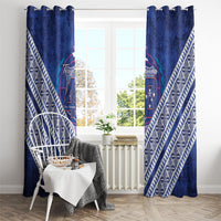 Toa Samoa Rugby Window Curtain 40th Anniversary Samoan Siapo Pattern LT14 - Polynesian Pride