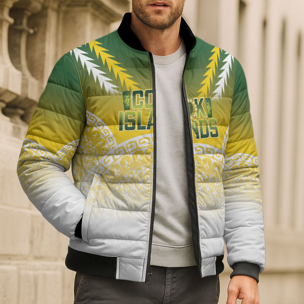 Cook Islands Rugby Custom Bomber Puffer Jacket Come On Kukis LT14 - Polynesian Pride
