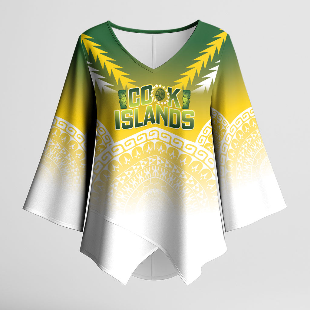Cook Islands Rugby Custom Kimono Sleeve Blouse Come On Kukis LT14 Female Multicolor - Polynesian Pride