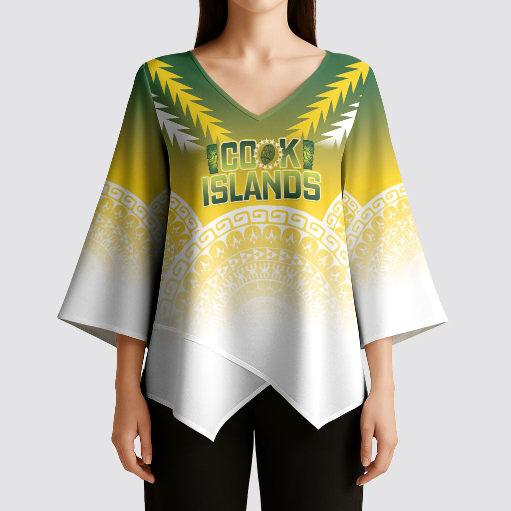 Cook Islands Rugby Custom Kimono Sleeve Blouse Come On Kukis LT14 - Polynesian Pride