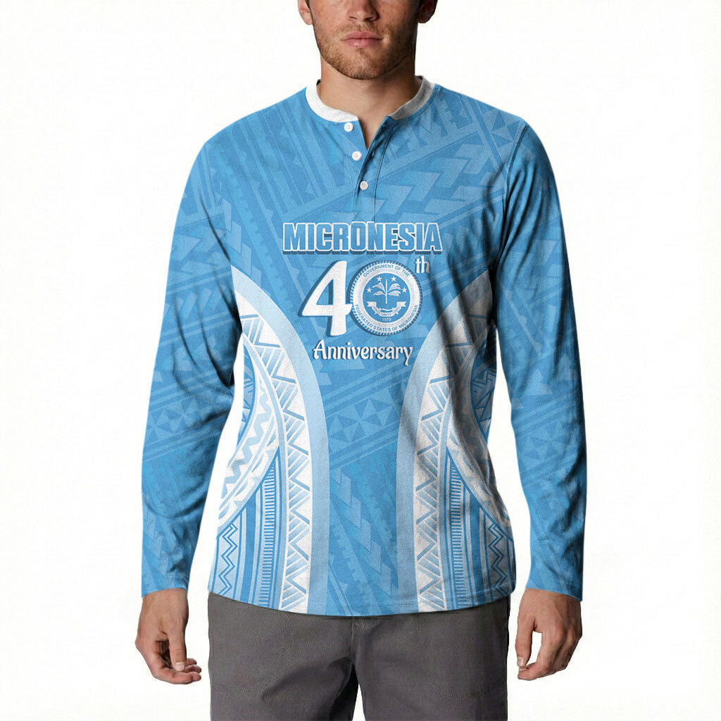 Federated States of Micronesia Independence Day Button Sweatshirt FSM 40th Anniversary Proud LT14 - Polynesian Pride