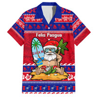 Custom Guam Christmas Family Matching Off Shoulder Maxi Dress and Hawaiian Shirt Guaman Santas Felis Pasgua LT14 Dad's Shirt - Short Sleeve Blue - Polynesian Pride