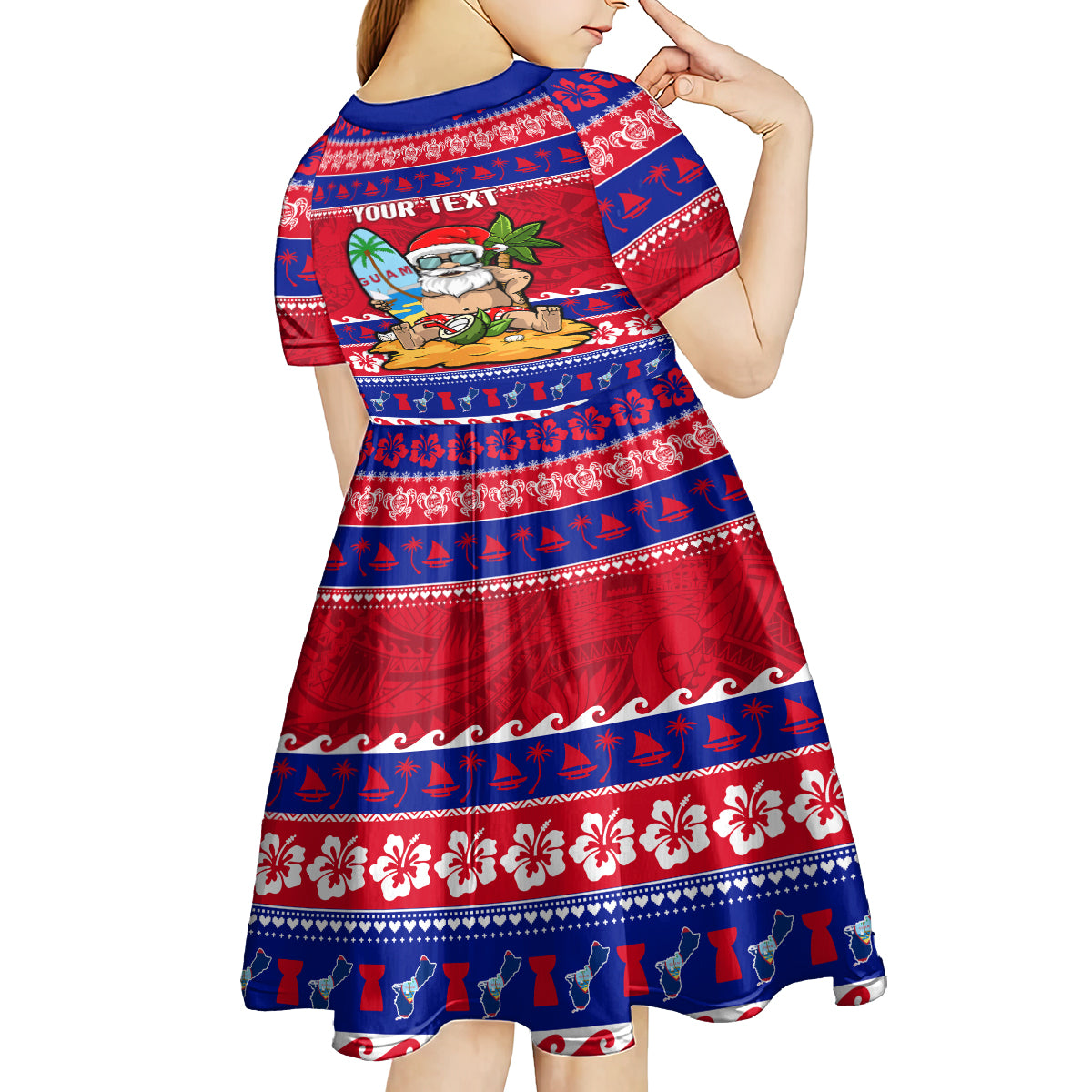 Custom Guam Christmas Kid Short Sleeve Dress Guaman Santas Felis Pasgua LT14 - Polynesian Pride