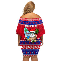 Custom Guam Christmas Off Shoulder Short Dress Guaman Santas Felis Pasgua LT14 - Polynesian Pride