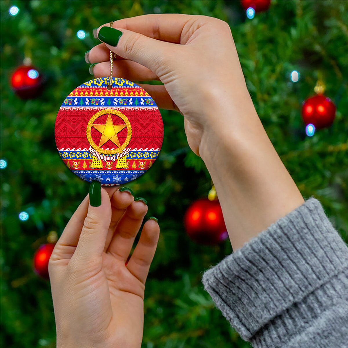 Custom Philippines Christmas Ceramic Ornament Filipino Parol Maligayang Pasko LT14 - Polynesian Pride