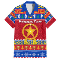 Custom Philippines Christmas Family Matching Short Sleeve Bodycon Dress and Hawaiian Shirt Filipino Parol Maligayang Pasko LT14 Dad's Shirt - Short Sleeve Blue - Polynesian Pride