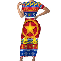 Custom Philippines Christmas Family Matching Short Sleeve Bodycon Dress and Hawaiian Shirt Filipino Parol Maligayang Pasko LT14 Mom's Dress Blue - Polynesian Pride