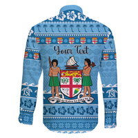 Custom Fiji Christmas Family Matching Off Shoulder Long Sleeve Dress and Hawaiian Shirt Fijian Tapa Marau na Kerisimasi LT14 - Polynesian Pride