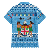 Custom Fiji Christmas Family Matching Off Shoulder Short Dress and Hawaiian Shirt Fijian Tapa Marau na Kerisimasi LT14 - Polynesian Pride