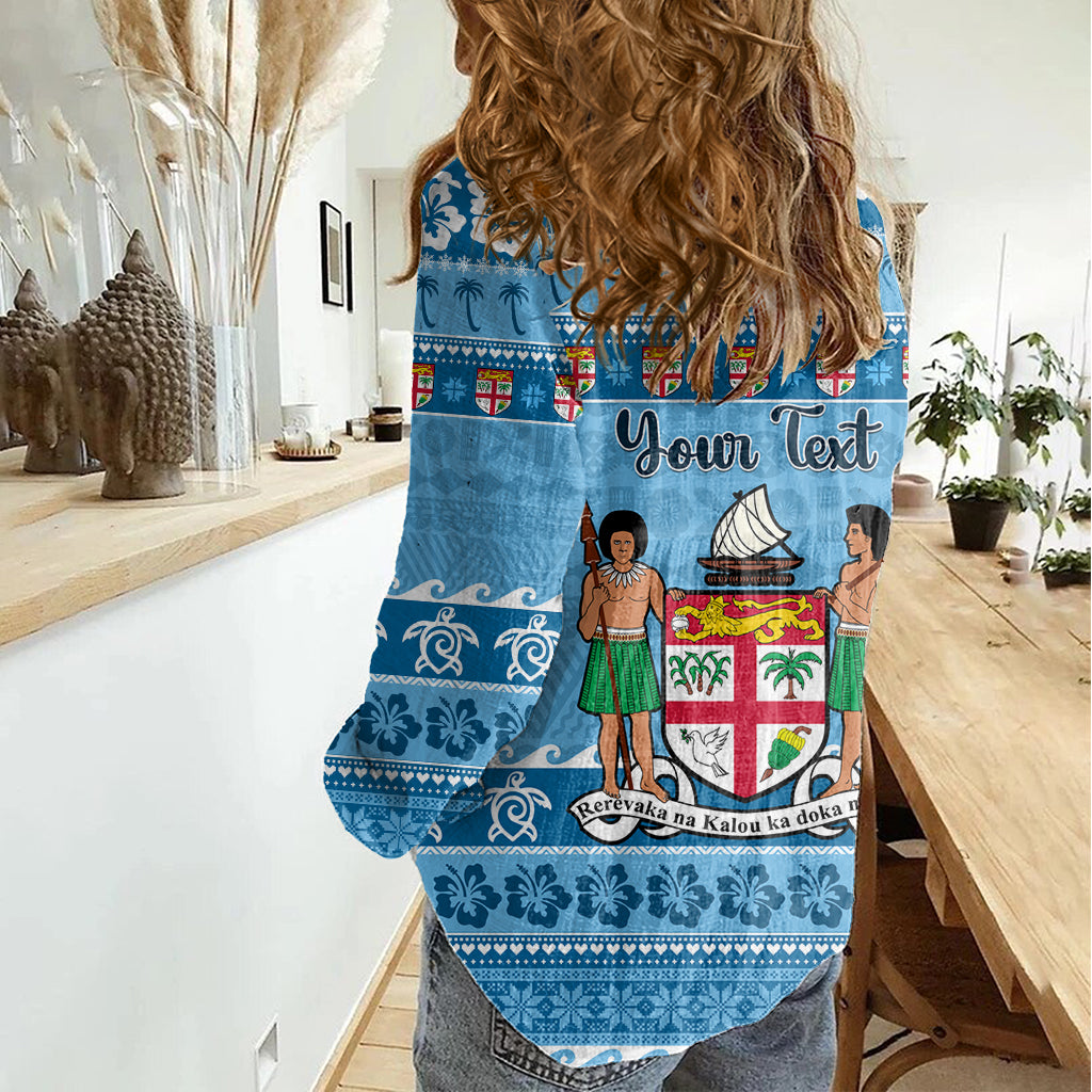 Custom Fiji Christmas Women Casual Shirt Fijian Tapa Marau na Kerisimasi LT14 - Polynesian Pride