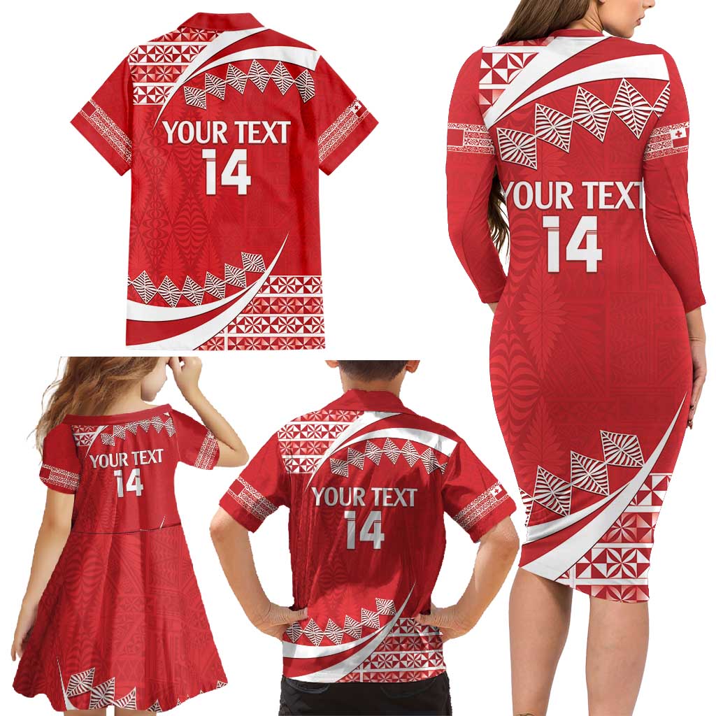 Custom Mate Maa Tonga Family Matching Long Sleeve Bodycon Dress and Hawaiian Shirt 2024 Go Champions LT14 - Polynesian Pride