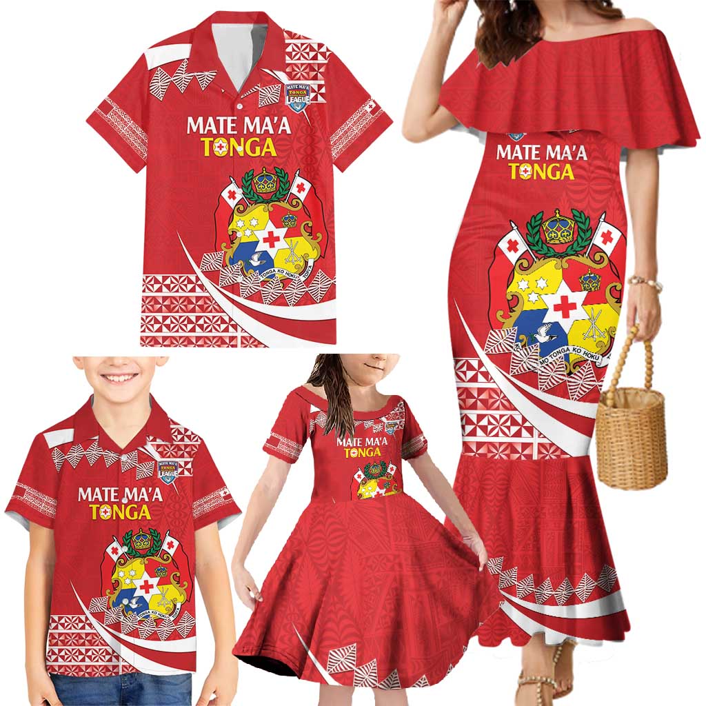 Custom Mate Maa Tonga Family Matching Mermaid Dress and Hawaiian Shirt 2024 Go Champions LT14 - Polynesian Pride
