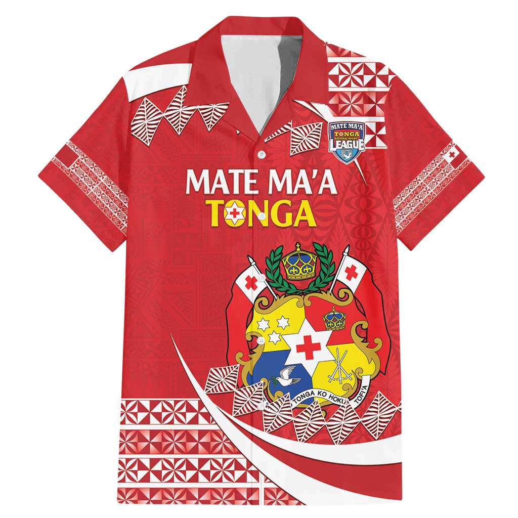 Custom Mate Maa Tonga Family Matching Mermaid Dress and Hawaiian Shirt 2024 Go Champions LT14 Dad's Shirt - Short Sleeve Red - Polynesian Pride