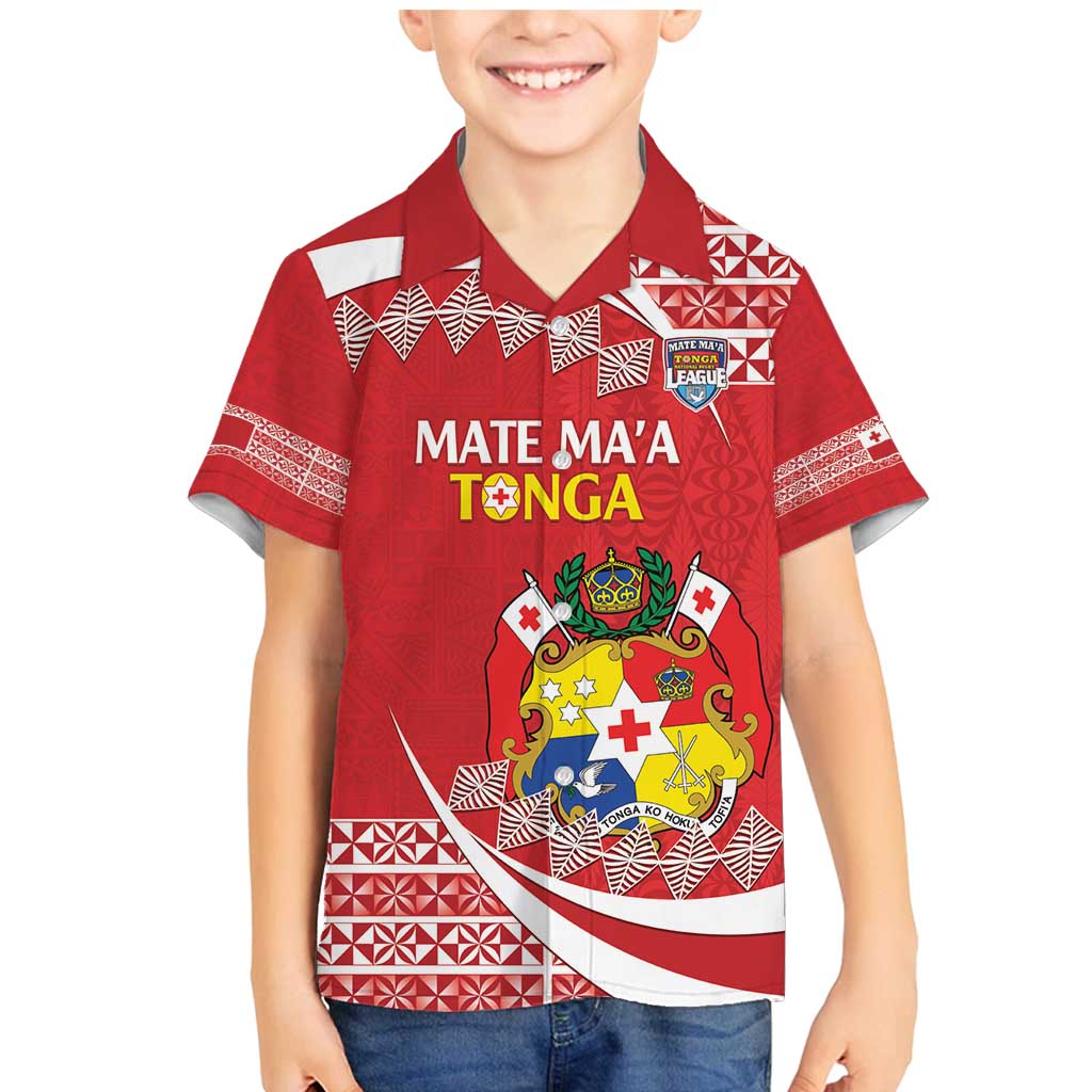 Custom Mate Maa Tonga Family Matching Mermaid Dress and Hawaiian Shirt 2024 Go Champions LT14 Son's Shirt Red - Polynesian Pride