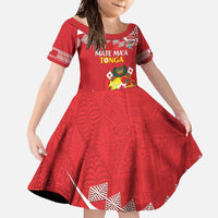 Custom Mate Maa Tonga Family Matching Off Shoulder Maxi Dress and Hawaiian Shirt 2024 Go Champions LT14 Daughter's Dress Red - Polynesian Pride