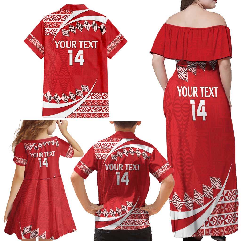 Custom Mate Maa Tonga Family Matching Off Shoulder Maxi Dress and Hawaiian Shirt 2024 Go Champions LT14 - Polynesian Pride