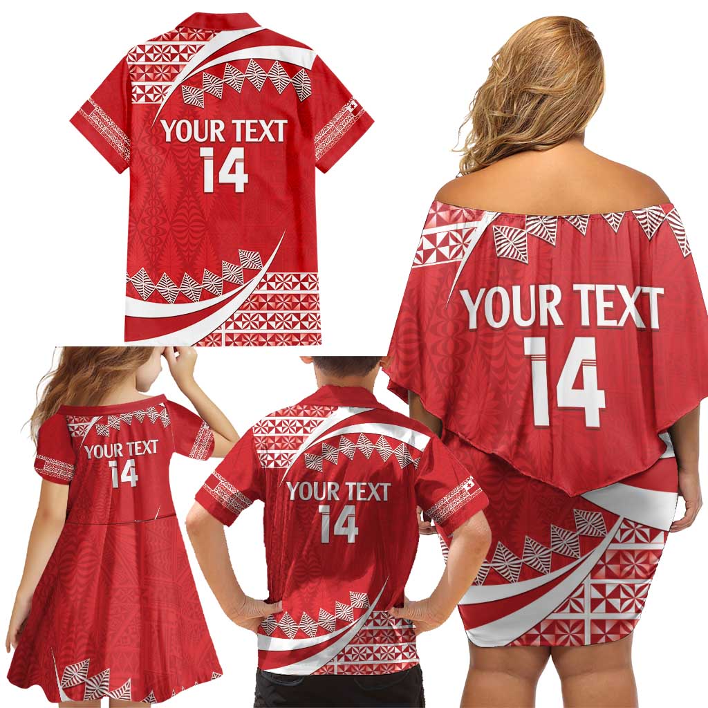 Custom Mate Maa Tonga Family Matching Off Shoulder Short Dress and Hawaiian Shirt 2024 Go Champions LT14 - Polynesian Pride
